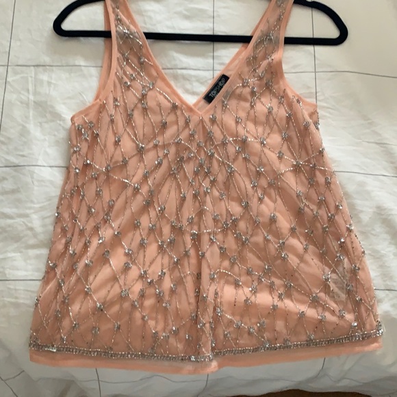 Beaded pink TopShop blouse - Picture 2 of 4